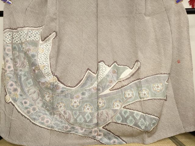 平和屋着物●訪問着　絞り　中国三大刺繍　汕頭刺繍　スワトウ刺繍　道長風景草花文　金糸　金彩　正絹　逸品　未使用　AAAT3125np 平和屋着物○訪問着 絞り 中国三大刺繍 汕頭刺繍 スワトウ刺繍 道長