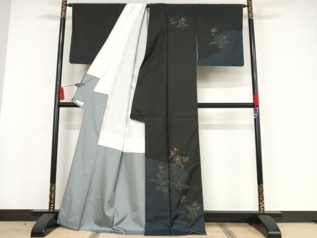 平和屋着物○本場染大島紬 訪問着 手描き 樹林文 正絹 逸品 DAAU5239ps