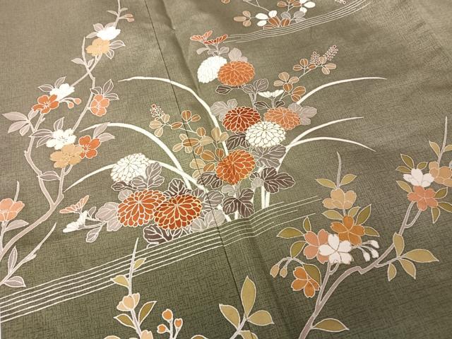 平和屋着物●本場染大島紬　訪問着　枝花文　暈し染め　金彩　正絹　逸品　AAAX0020np 平和屋着物○本場染大島紬 訪問着 枝花文 暈し染め 金彩