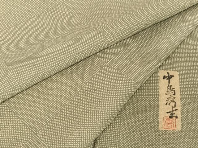 平和屋着物●人間国宝・中島秀吉・重要無形文化財　江戸小紋　市松文様　正絹　逸品　AAAX0033np