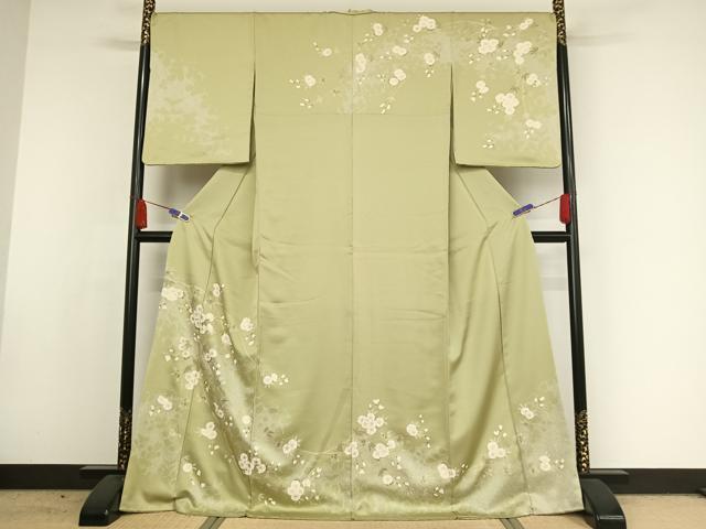 平和屋着物●訪問着　枝花文　金彩　ロング丈　正絹　逸品　AAAX0043np