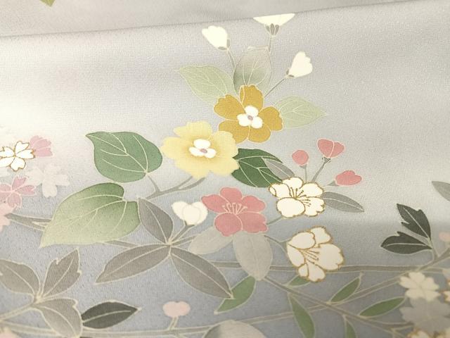 平和屋着物●訪問着　枝花文　金彩　正絹　逸品　AAAX0046np 平和屋着物○訪問着 枝花文 金彩 正絹 逸品 AAAX0046np