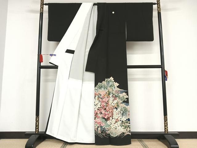 平和屋着物○本加賀友禅作家 百貫華峰 黒留袖 風景文