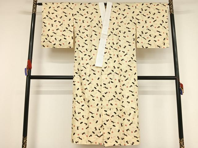 平和屋着物●長襦袢　単衣　黒猫　洗える着物　AAAX0070np