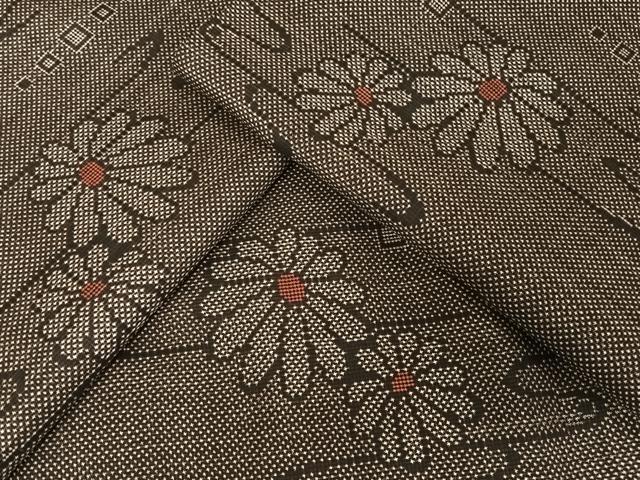 平和屋着物●本場大島紬　一元７マルキ　流水花文　正絹　逸品　AAAX0091np