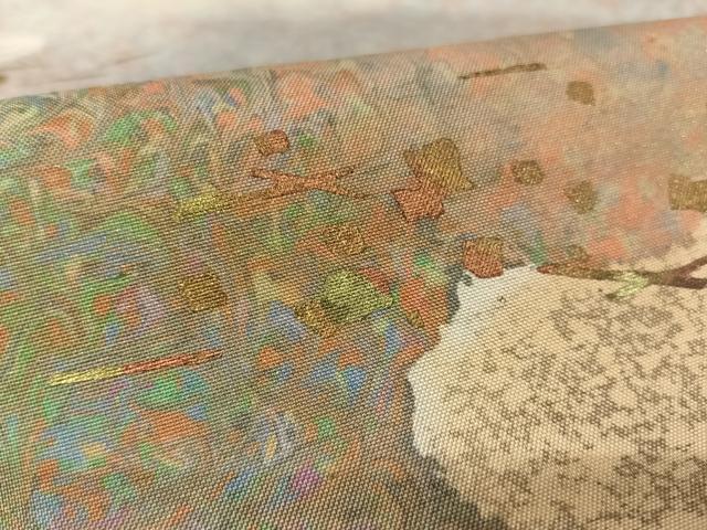 平和屋着物○訪問着 作家物 紬地 マーブル染め 箔散らし 墨流し 金彩