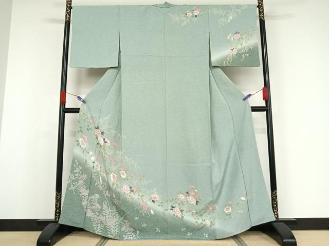 平和屋着物●訪問着　枝花文　暈し染め　正絹　逸品　AAAX0108np