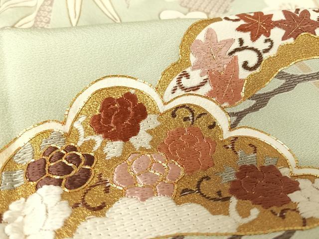 平和屋着物○蘇州刺繍 訪問着 松竹梅草花文 金糸 金彩 反端付き