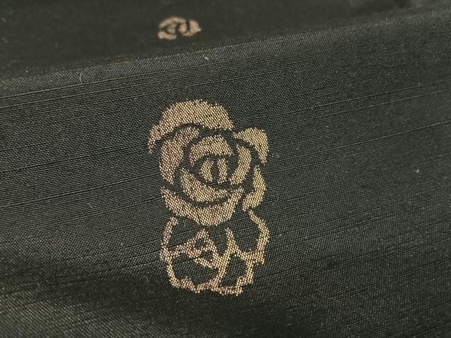 平和屋着物○上質な紬 椿 黒地 正絹 逸品 未使用 AAAX0187np