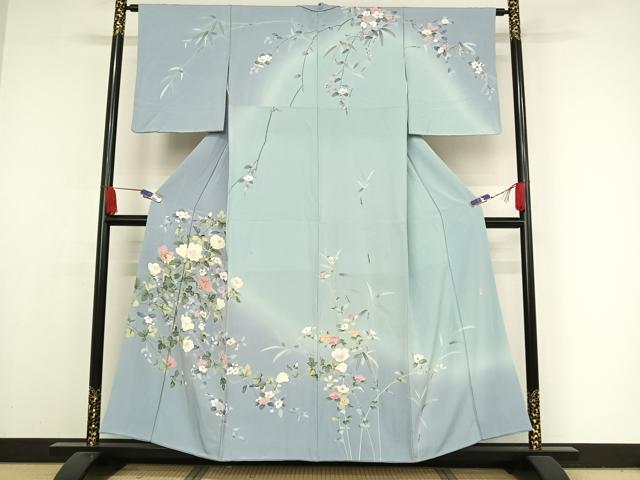 平和屋着物●訪問着　友禅　作家物　枝花文　暈し染め　正絹　逸品　AAAX0196np