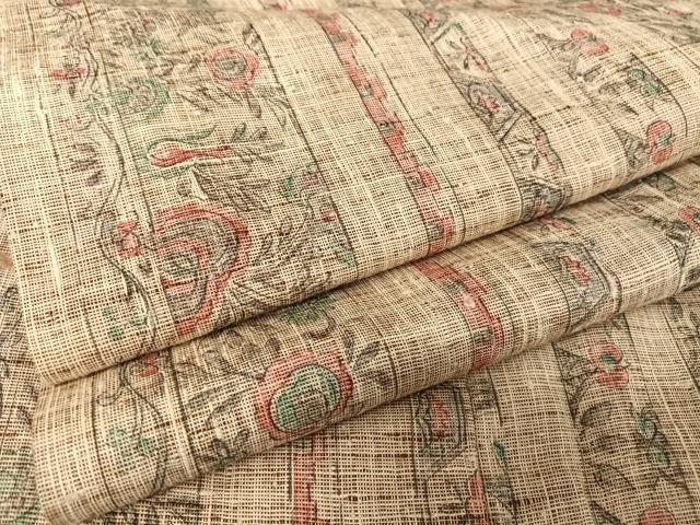 平和屋着物●上質な紬　更紗花文　正絹　逸品　AAAX0199np