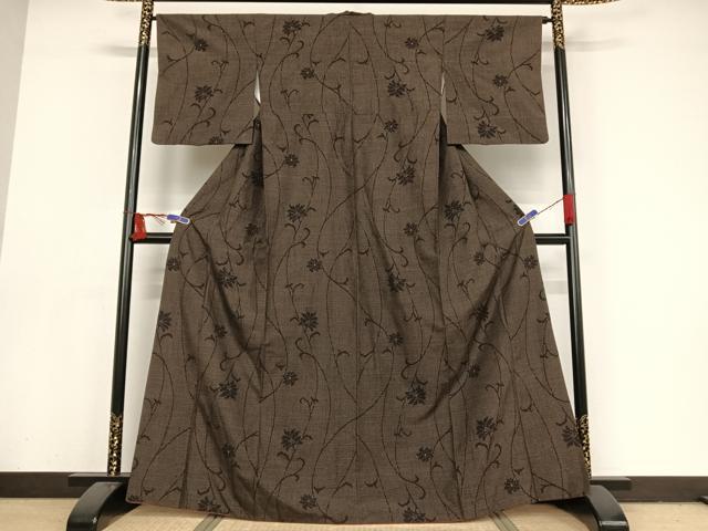 平和屋着物○塩沢紬 亀甲絣 枝花文 正絹 逸品 AAAX0204npの通販はau