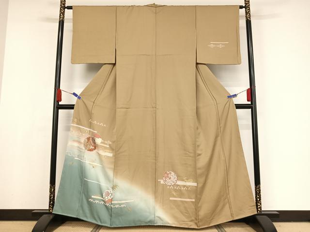 平和屋着物●訪問着　雪輪花文　暈し染め　金彩　正絹　逸品　未使用　AAAX0236np