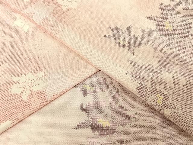 平和屋着物●上質な紬　草花文　正絹　逸品　AAAX0238np