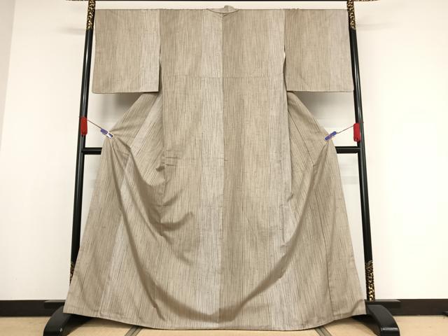 平和屋着物○ぜんまい紬 縞 正絹 逸品 AAAX0254np 紬