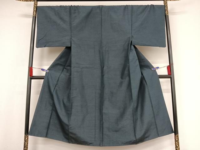 平和屋着物●男性　紬　色無地　深縹色　正絹　逸品　AAAX0275np 平和屋着物○男性 紬 色無地 深縹色 正絹 逸品 AAAX0275np