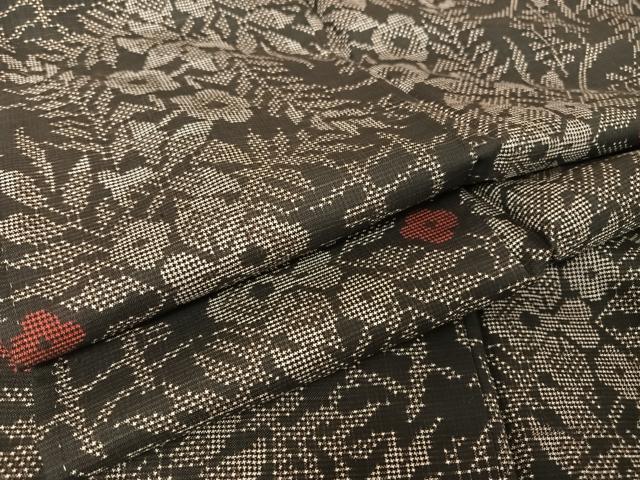 平和屋着物○本場大島紬 一元7マルキ 草花文 正絹 逸品 AAAX0282np