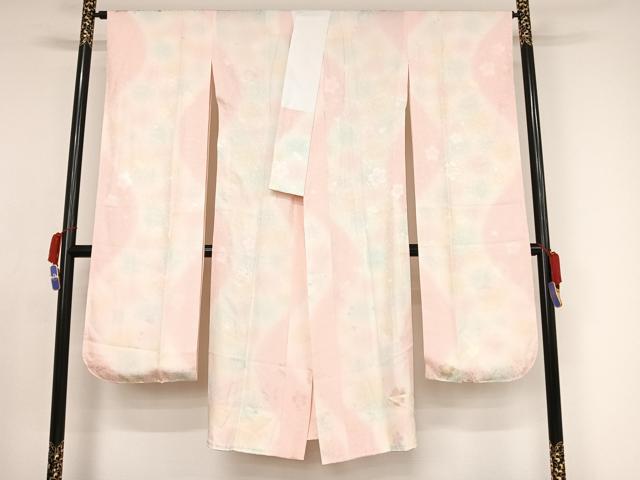 平和屋着物○長襦袢 袷 市松舞桜 半衿刺繍 正絹 逸品 AAAU8086zg