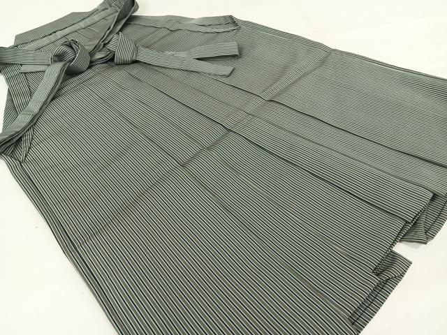 平和屋着物●男性　宝凰平　馬乗り袴　壽峯作　縞　正絹　逸品　AAAX0289np