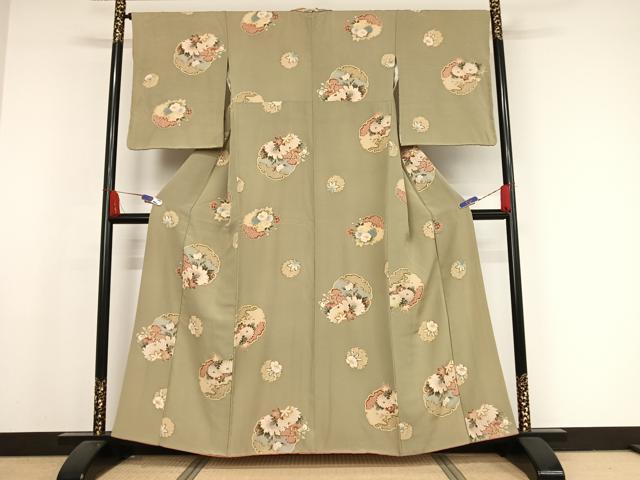 平和屋着物○上質な小紋 絞り 草木文 金彩 正絹 逸品 AAAZ0521ph