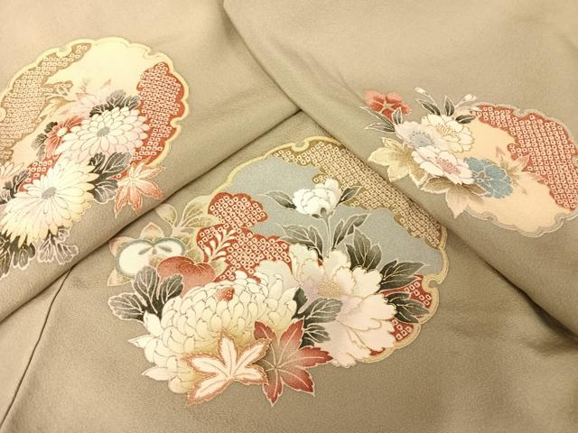 平和屋着物●上質な小紋　雪輪草花文　金彩　正絹　逸品　AAAX0290np