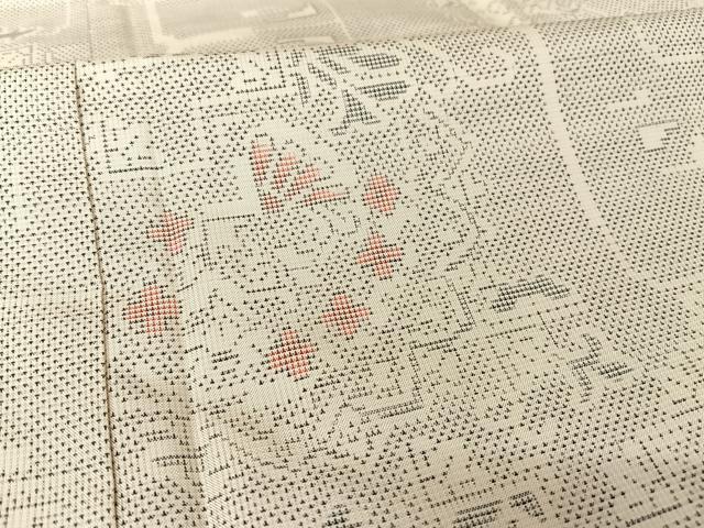 平和屋着物▽上質な色無地 単衣 切り嵌め正倉院花