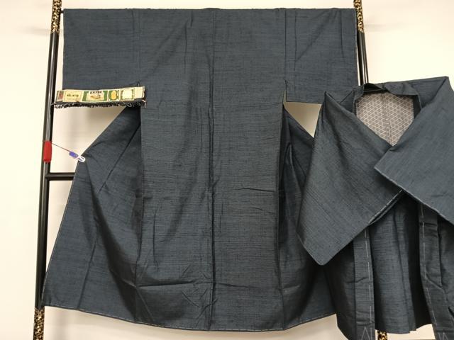 平和屋着物●男性　塩沢紬　アンサンブル　110亀甲　総詰め　証紙付き　正絹　逸品　未使用　AAAX0295np