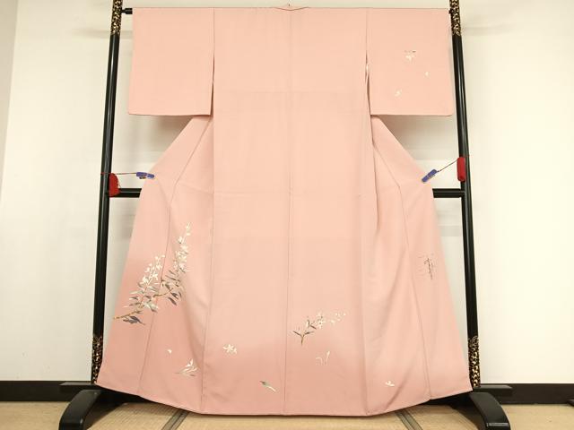 平和屋着物●京加賀友禅　百貫石峰　訪問着　枝花文　暈し染め　正絹　逸品　AAAX0307np