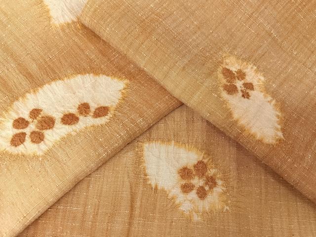 平和屋着物●上質な紬　絞り　地紙花文　正絹　逸品　AAAX0311np