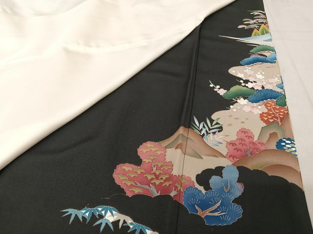 平和屋着物○本加賀友禅作家 稲荷茂雄 黒留袖 友禅 作家物 尾長