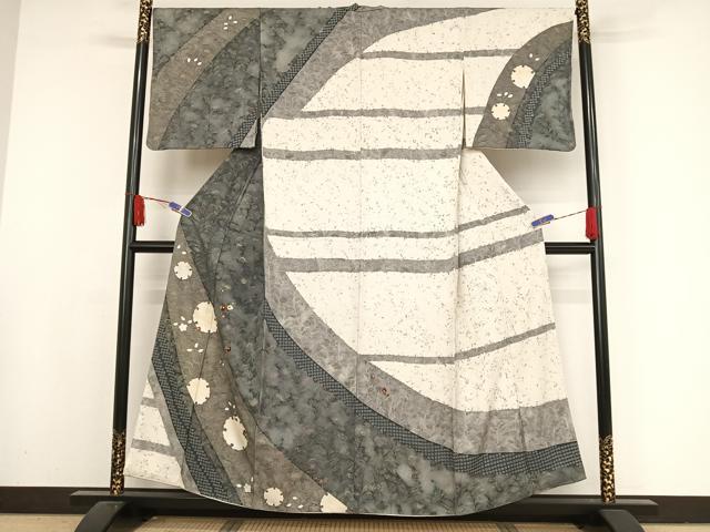 平和屋着物●訪問着　刺繍　雪輪草花文　金彩　正絹　逸品　AAAX0322np