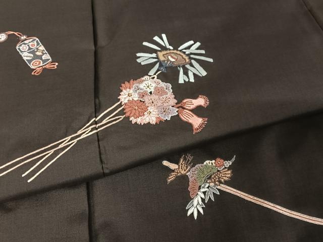 平和屋着物○都喜ヱ門 本場大島紬 訪問着 中国三大刺繍