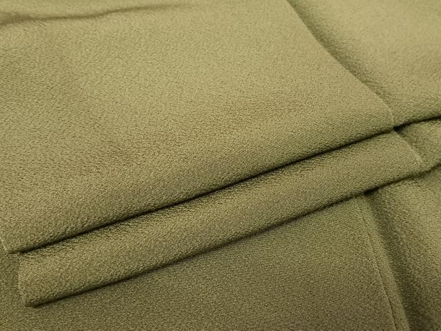 平和屋着物●上質な色無地　老竹色　正絹　逸品　AAAX0332np