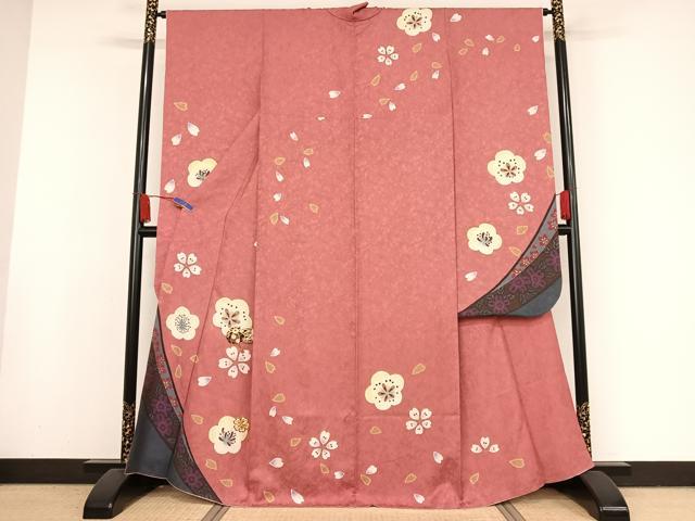 平和屋着物●豪華振袖　駒刺繍　舞花文　正絹　逸品　AAAX0333np