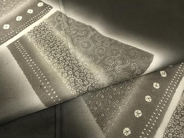 平和屋着物○葉葺工房 訪問着 紬地 絞り 寄せ小紋柄 正絹