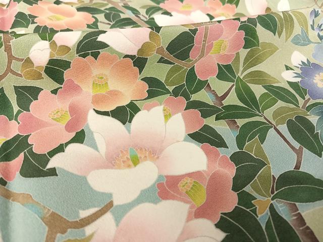 平和屋着物○訪問着 友禅 鴛鴦文 枝垂れ桜 暈し染め 金銀彩 正絹