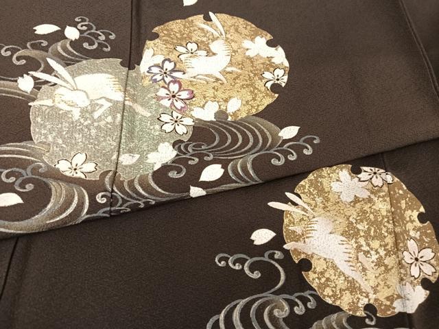 平和屋着物●訪問着　手描き　雪輪に兎　暈し染め　金彩　正絹　逸品　AAAX0364np 平和屋着物○訪問着 手描き 雪輪に兎 暈し染め 金彩 正絹 逸品