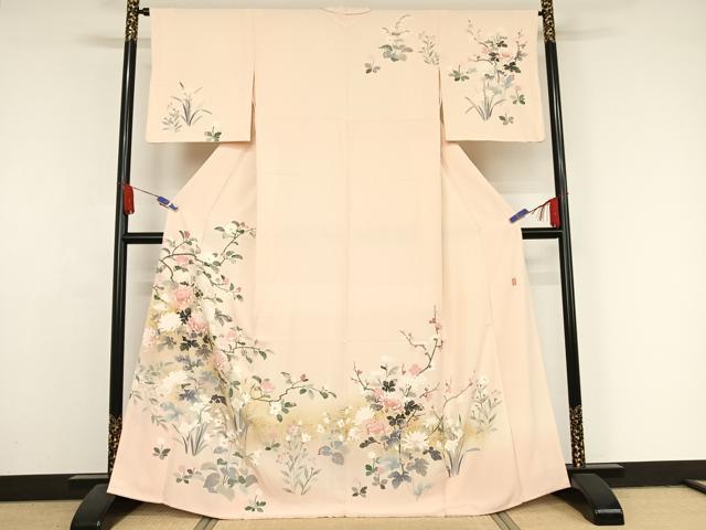 平和屋着物●訪問着　友禅　作家物　枝花文　暈し染め　金彩　正絹　逸品　AAAX0369np