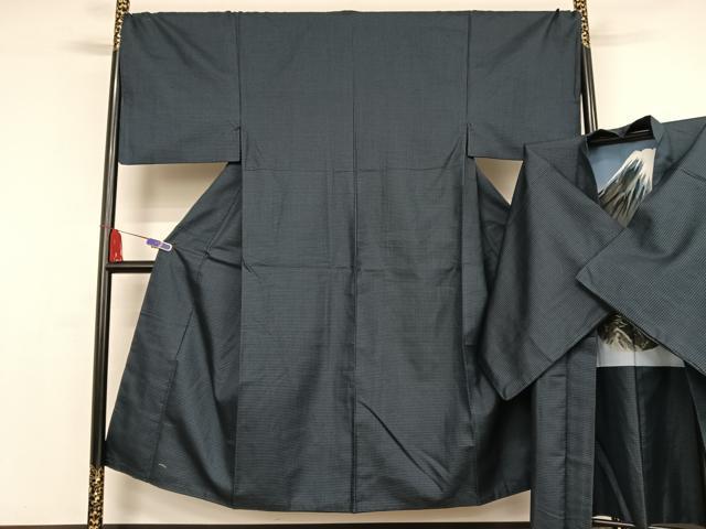 平和屋着物●男性　紬　アンサンブル　亀甲文　正絹　逸品　AAAX0383np