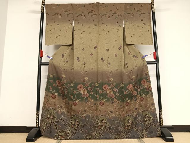 平和屋着物●訪問着　本苔染　枝梅　暈し染め　正絹　逸品　未使用　AAAX0388np