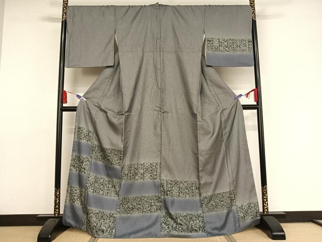 平和屋着物●お召　訪問着　更紗花文　正絹　逸品　AAAX0393np