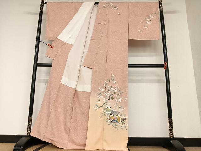 平和屋着物●訪問着　枝葉文　暈し染め　銀彩　西武百貨店扱い　正絹　逸品　DAAZ7147ud 平和屋着物○訪問着 枝葉文 暈し染め 銀彩 西武百貨店扱い 正絹 逸品