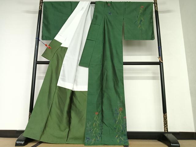 平和屋着物○本場大島紬 訪問着 100亀甲 草花文 正絹 逸品 AAAZ4961ck