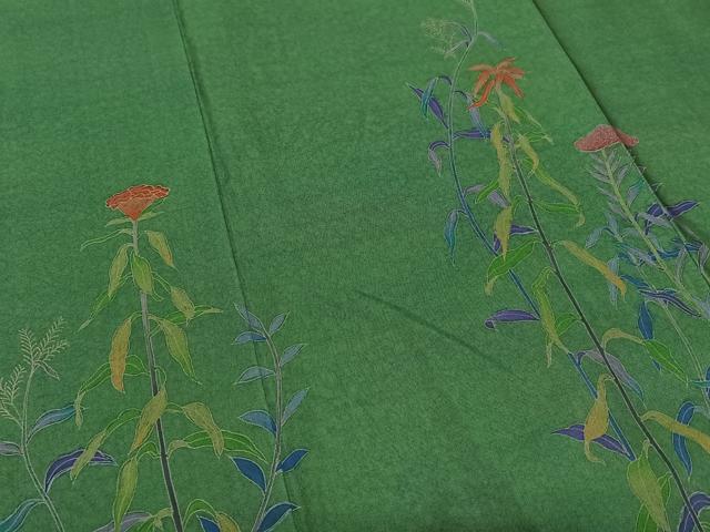 平和屋着物○本場染大島紬 訪問着 草花文 正絹 逸品 AAAX0567zg