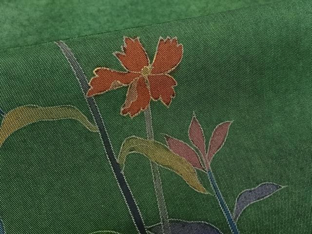 平和屋着物○本場染大島紬 訪問着 草花文 正絹 逸品 AAAX0567zg