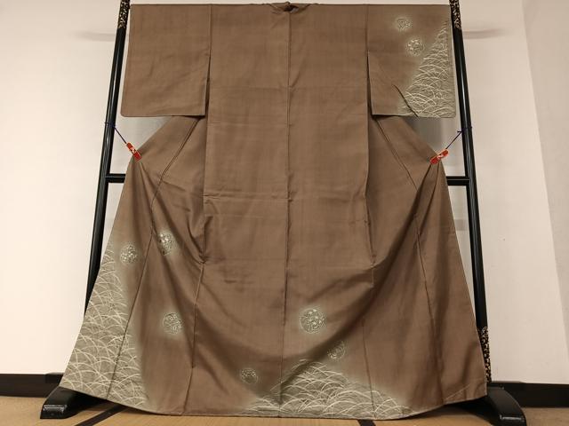 平和屋着物○本場大島紬 訪問着 ろうけつ染め 家屋風景文 正絹 逸品