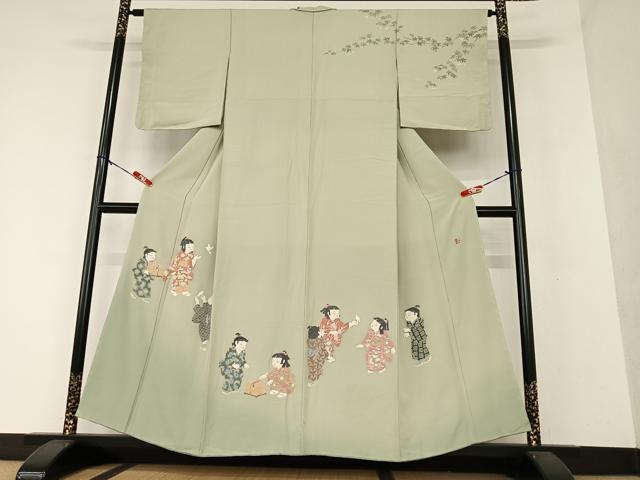 平和屋着物●十日町友禅作家　関口遼一　訪問着　童子　正絹　逸品　未使用　AAAX0644zg