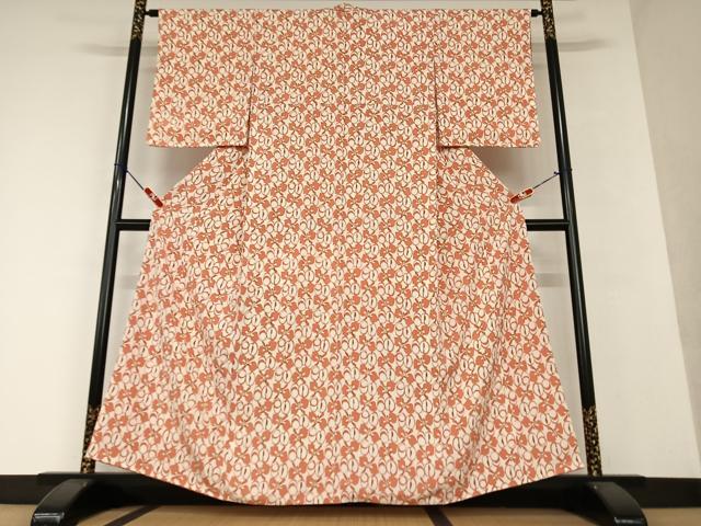 平和屋着物■上質な小紋　型染め　舞花文　逸品　未使用　CAAG5794ng 平和屋着物○上質な小紋 型染め 舞花文 正絹 逸品 AABA7953ck