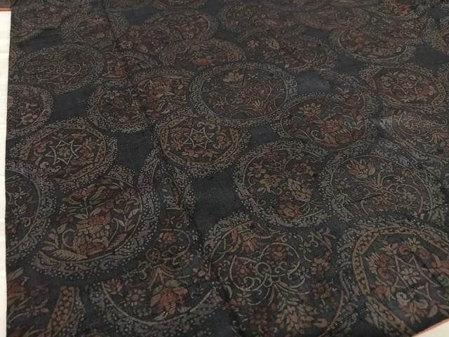 平和屋着物○上質な小紋 紬地 草花丸文 正絹 逸品 AAAX0662zg 平和屋