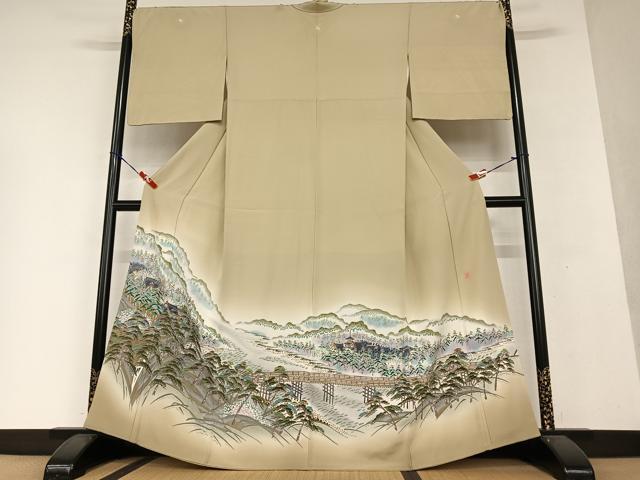 平和屋着物●本加賀友禅作家　村田幸司　色留袖　樹林風景文　暈し染め　正絹　逸品　AAAX0665zg